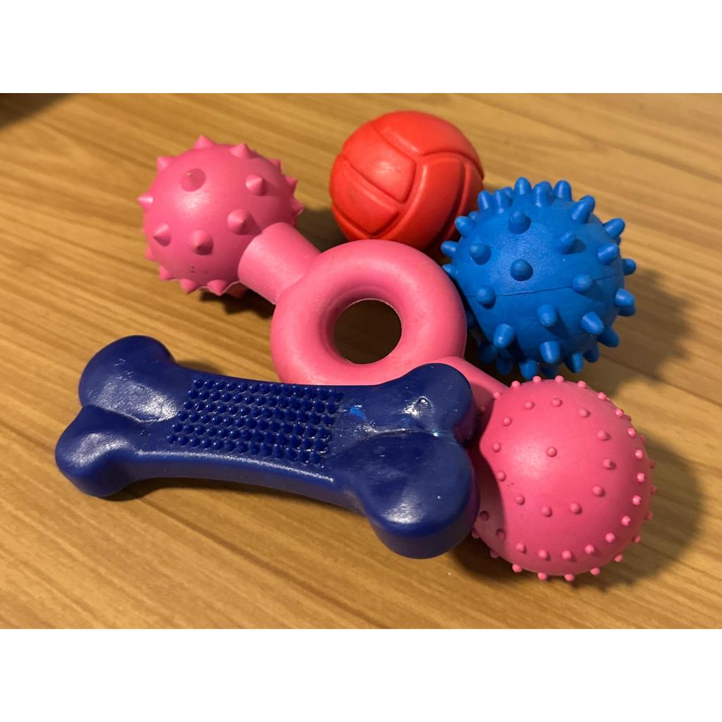 Kit 4 Brinquedos p/ Cachorro Filhote e Pequeno Porte, Mordedor de Alta resistência, Borracha atóxica