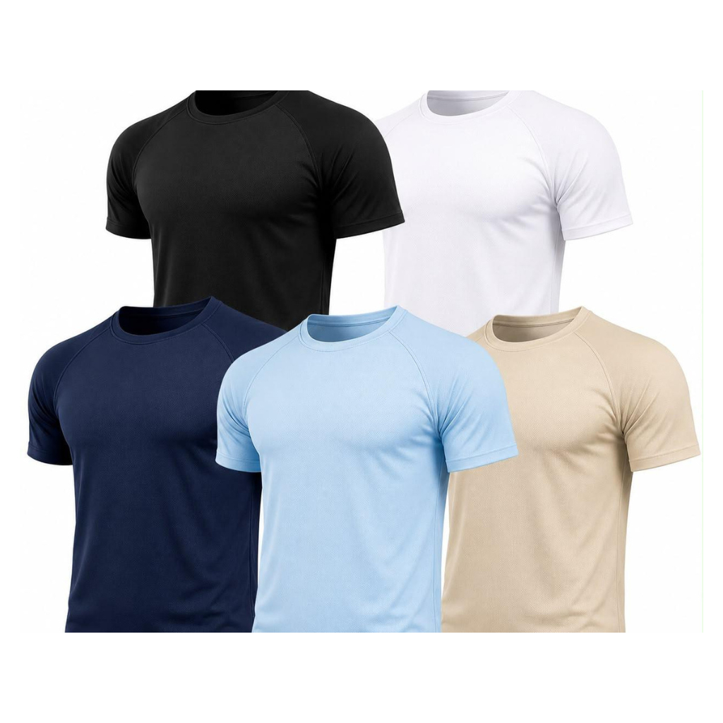 Kit 5 Camisetas Masculina Dry Fit Premium Raglan Respirável Leve Academia Musculação Corrida Fitness Casual.