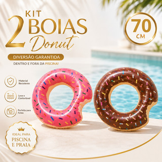 KIT 1 2 3 Boia Inflável Donut 70cm Redonda Rosquinha Piscina Praia Festa Decoração Infantil Adulto Flutuador Diversao