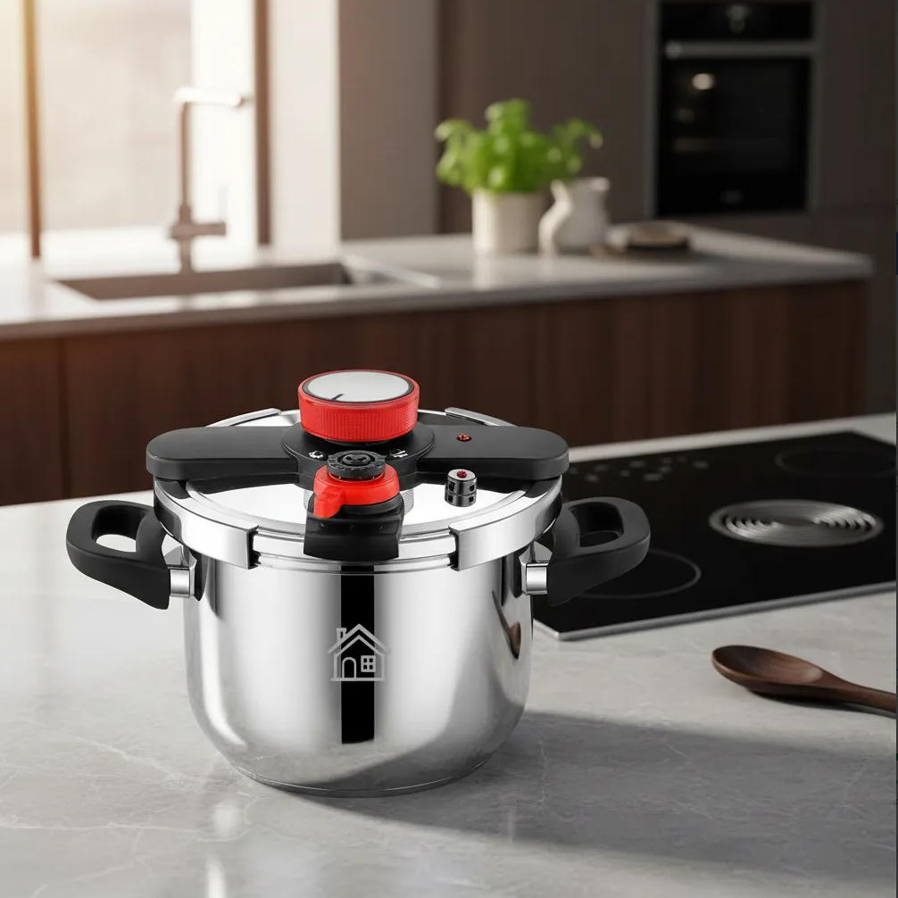 Panela De Pressão Inox 6 Litros 24cm Indução Fogão Gás Elétrico Cerâmica Trava Segurança Premium