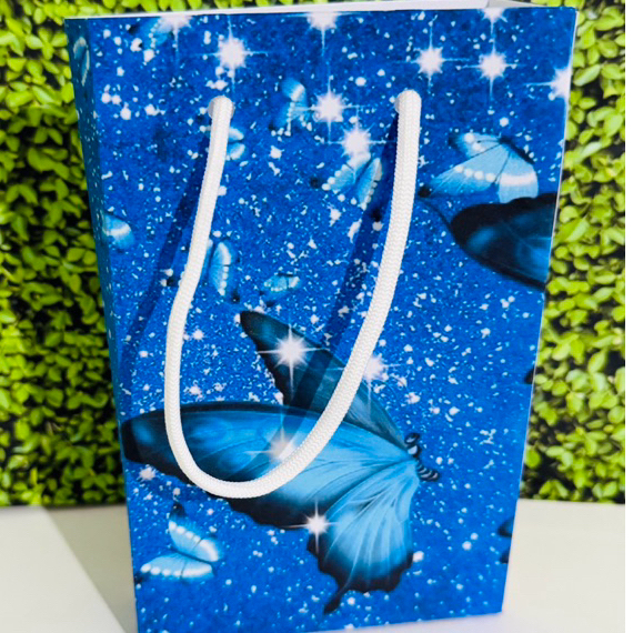 SACOLINHA P PERSONALIZADA P BORBOLETA AZUL/LEMBRANCINHA DE FFESTA/PEGUE E MONTE