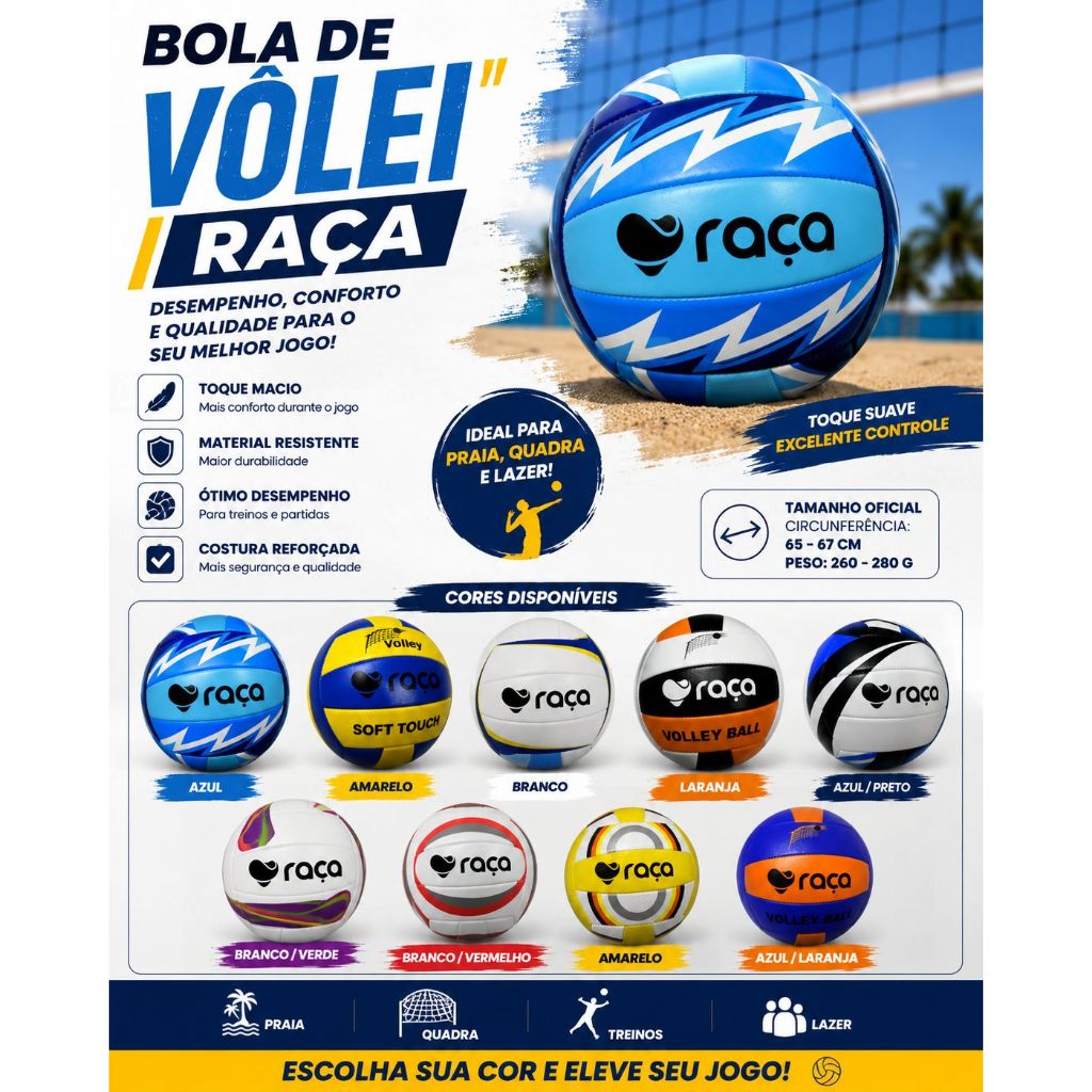 Bola Vôlei De Quadra Vôlei Praia Tamanho Semi Profissional + Bomba de Encher