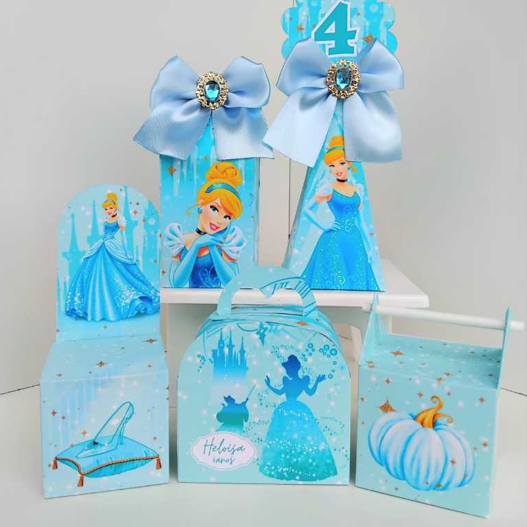 Kit Caixas Personalizado Cinderela (Peguei e monte) / Lembrancinha de festa / Aniversário