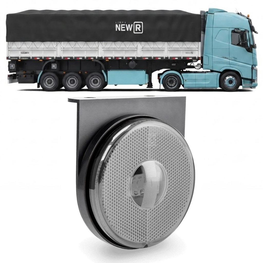 Lanterna Carreta Tipo Randon Led Bivolt 85mm com Suporte - Cristal UN / PAR / KIT