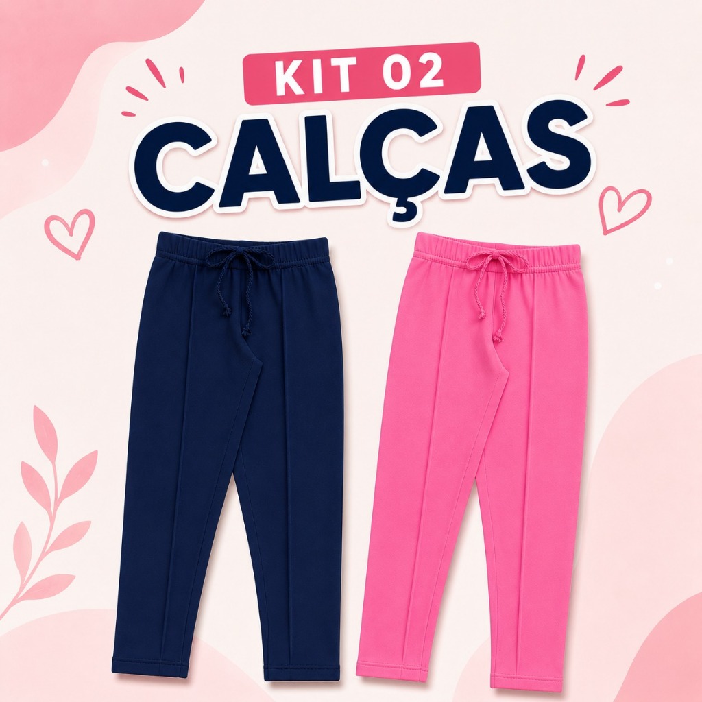 Kit C/2 Calça Legging Apeluciada Infantil e Juvenil Menina do 4 ao 14 Anos