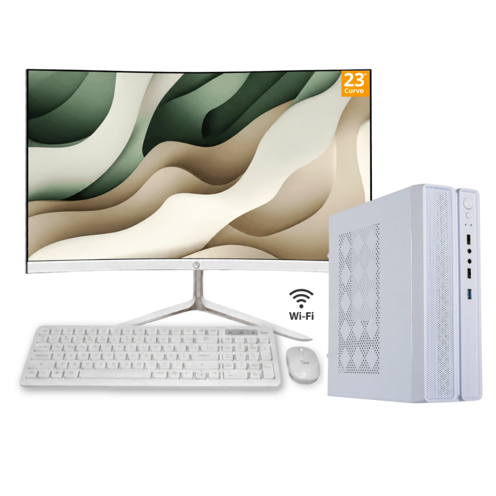 Computador Pc Slim Intel I7 SSD 480GB 16gb Ram Teclado e Mouse Sem Fio Monitor Led 23" Curvo Wifi