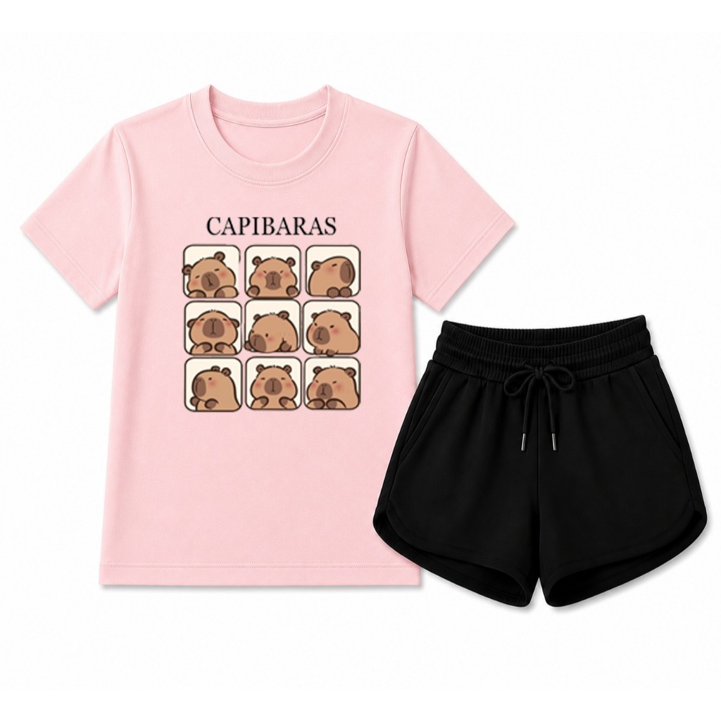 Conjunto Infantil Menina Camiseta e Short Conforto e Estilo