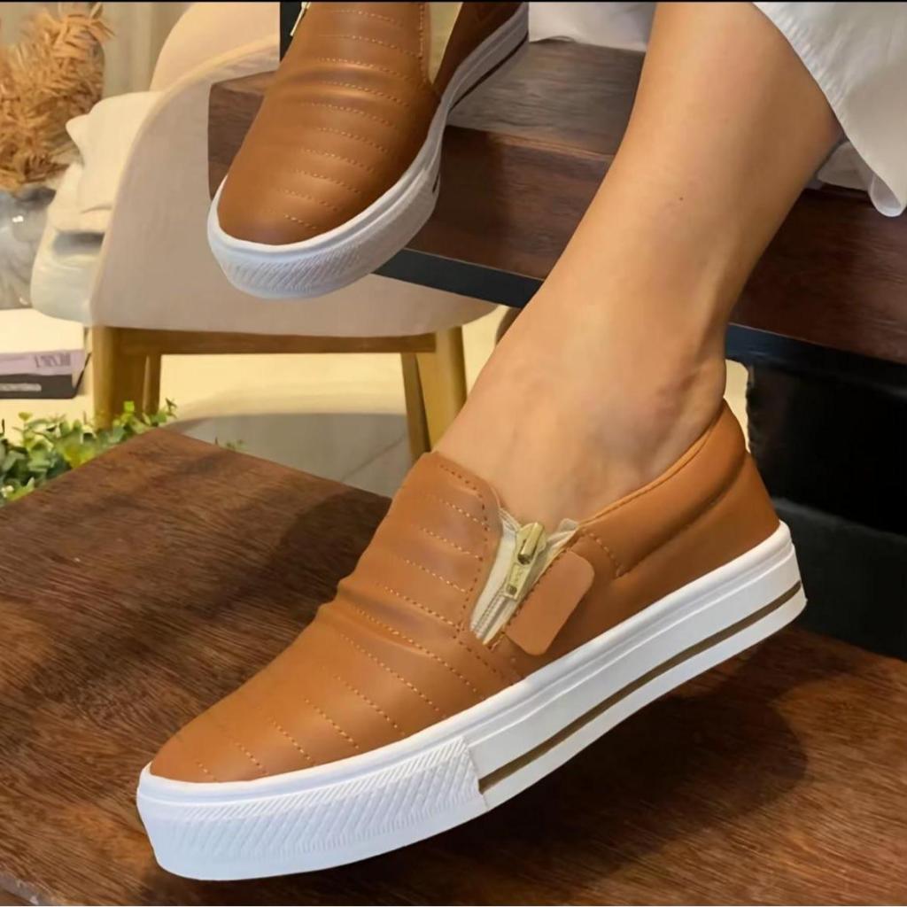 Slip On Feminino Solado Alto Casual Leve Confortável Moda Feminina