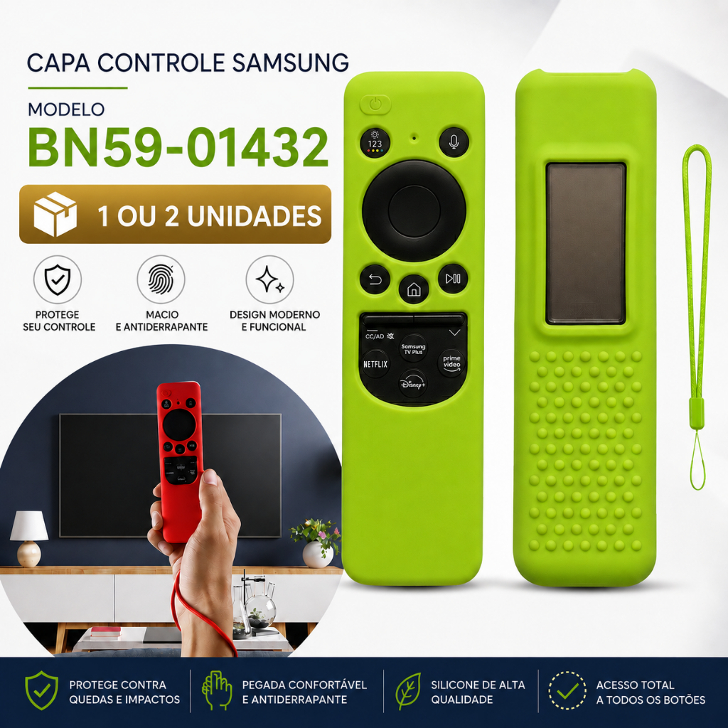 Capa de Silicone Para Controle Remoto Samsung Smart Tv 4k BN59-1432A Solar