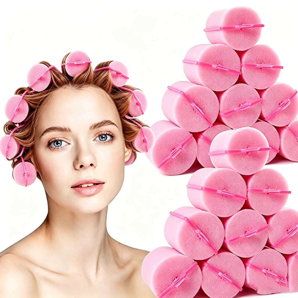 Kit 8 BOB Modelador de Cabelo em Esponja Comprimento 7cm Diâmetro 3cm DIY Pink, Não prende o cabelo, Simples