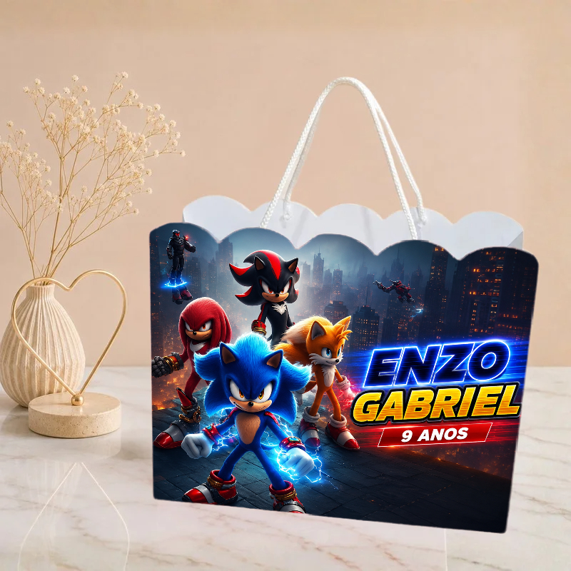 Sacolinha Sonic, Personalizado | Sacolinha | Mimos | Lembrancinha | Aniversário  Sonic PEGUE E MONTE