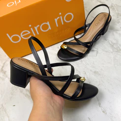 Salto Sandália Feminina Beira Rio Salto Bloco Tiras Finas Confortável Casual