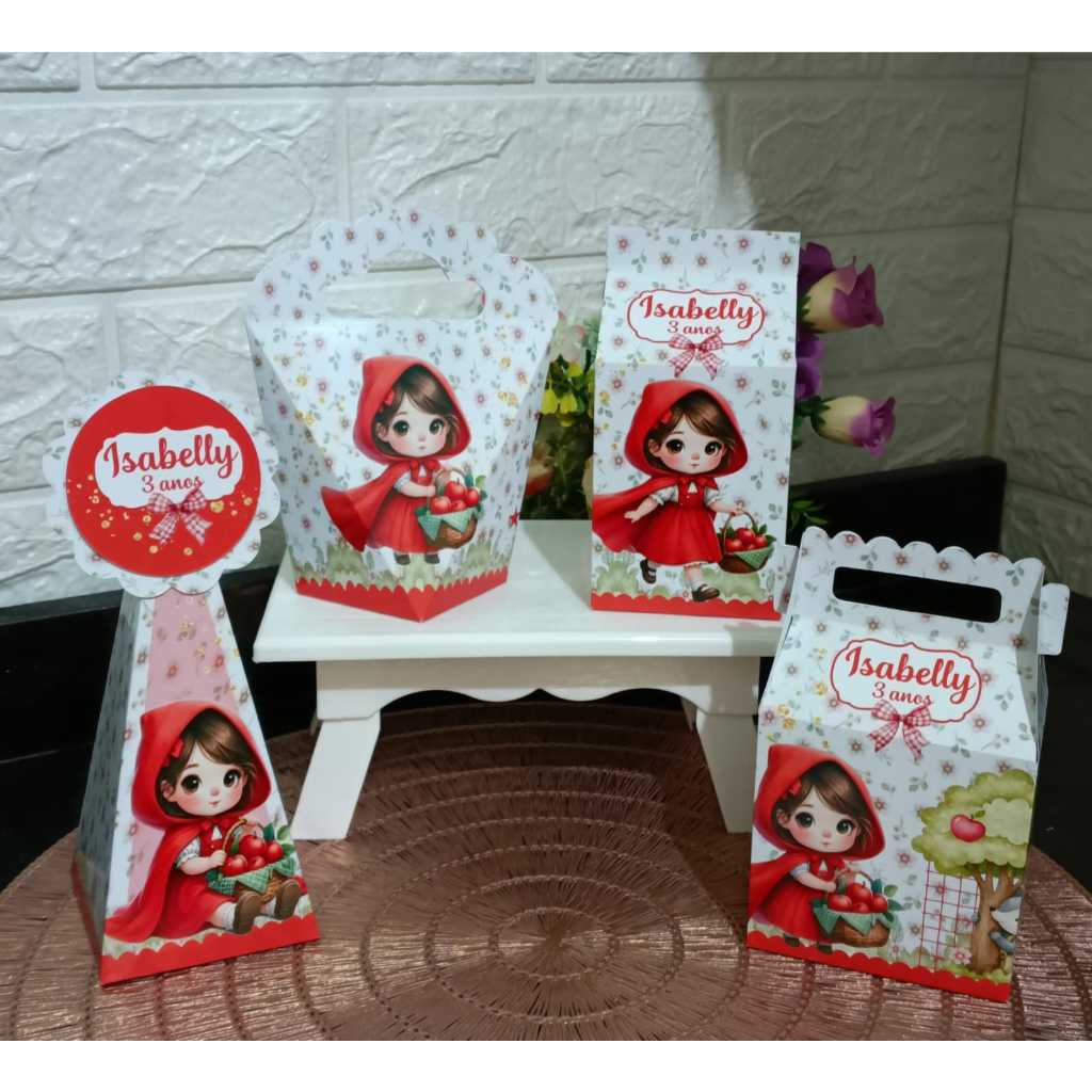 Kit festa CAIXINHAS PERSONALIZADAS/CHAPÉUZINHO VERMELHO/LEMBRANCINHA/FESTA/PEGUE E MONTE/ANIVERSÁRIO