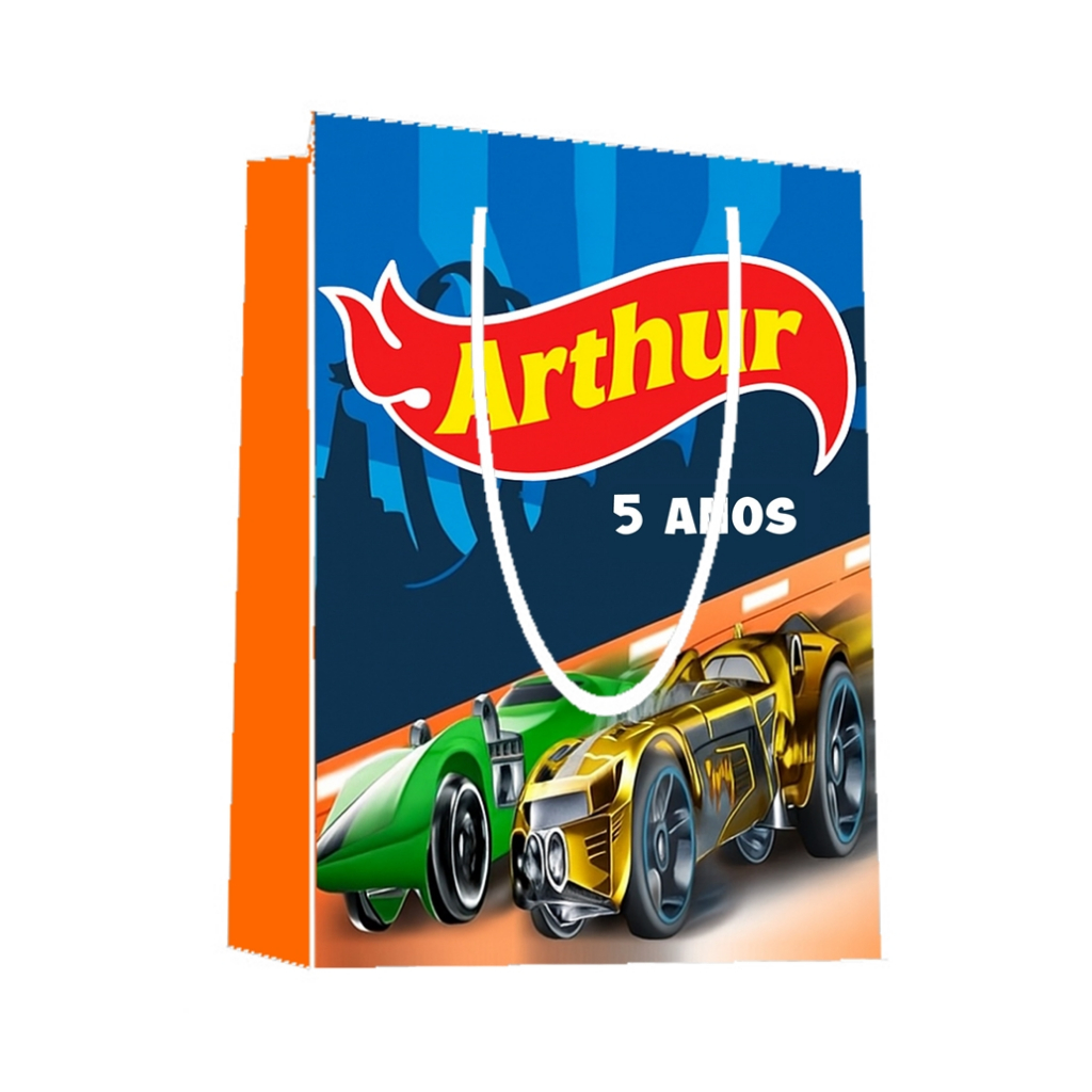 Sacolinha Hotwheels Personalizada para Aniversário/ Lembrancinha Festa Infantil / Qualquer nome e idade