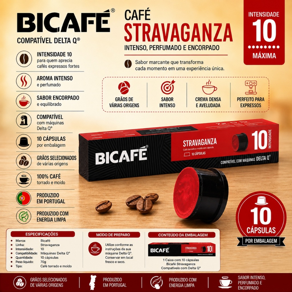 Café Bicafé Stravaganza Intensidade 10 Compatível Delta Q 10 Cápsulas Importadas · foto 2