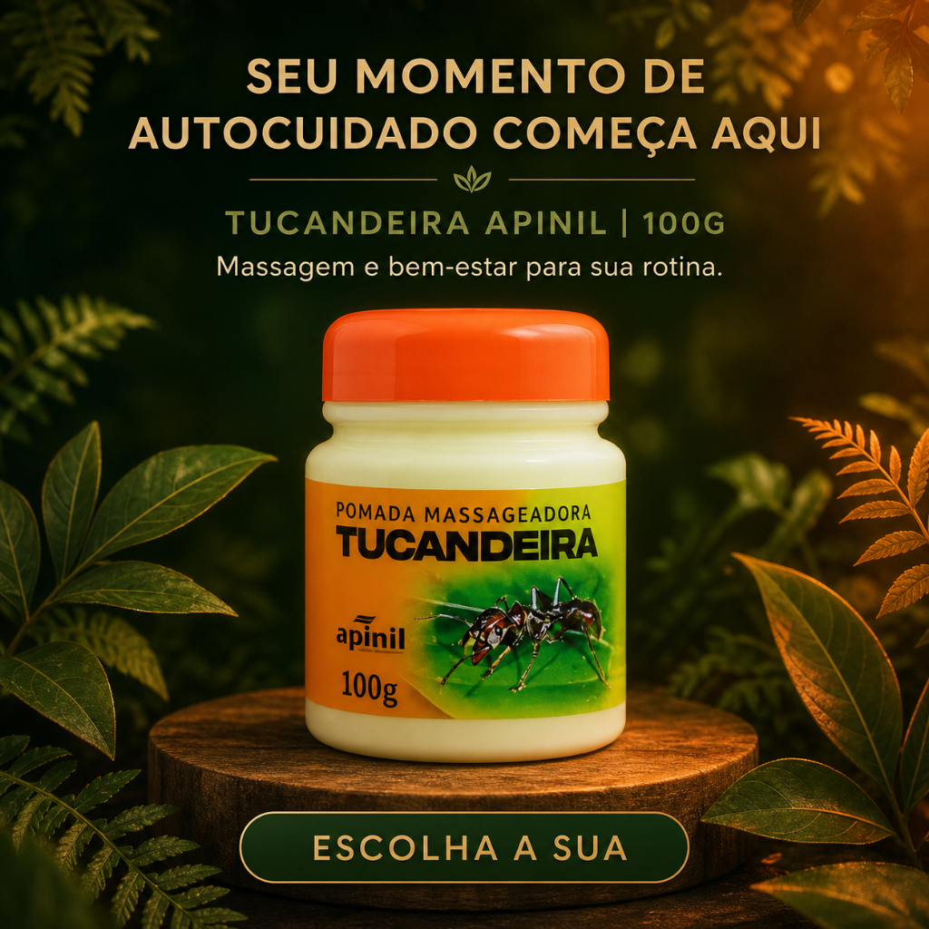 Pomada Massageadora Tucandeira Apinil - Alívio Muscular e Relaxamento com Sensação Refrescante 100g