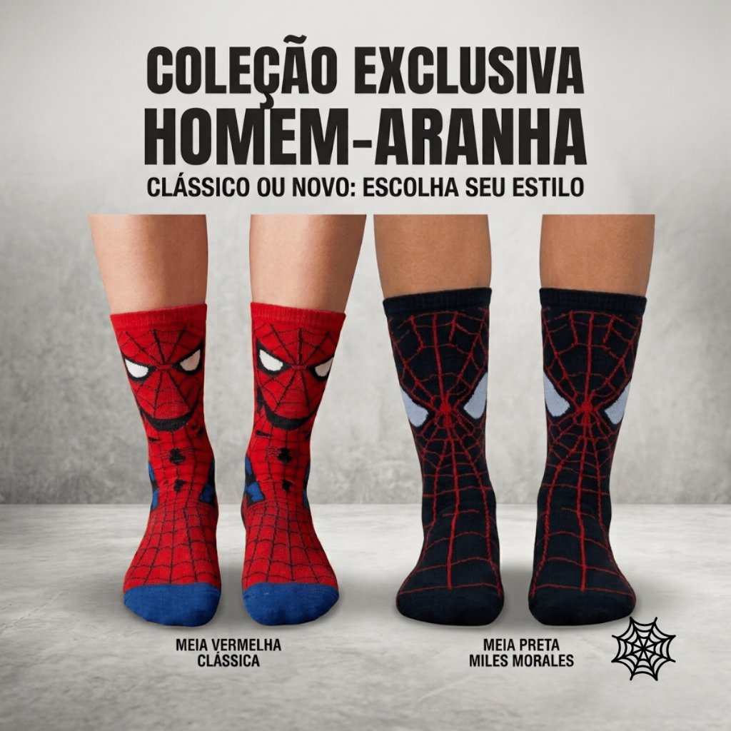 Meia Cano Alto Divertida Personagem Homem Aranha Spider-man Unissex Algodão Meia Maluca Academia