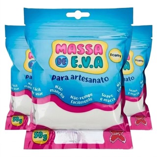 Kit 3 Massa De EVA Make Branco 50g Modelar Atóxica Macia Artesanato Escolar