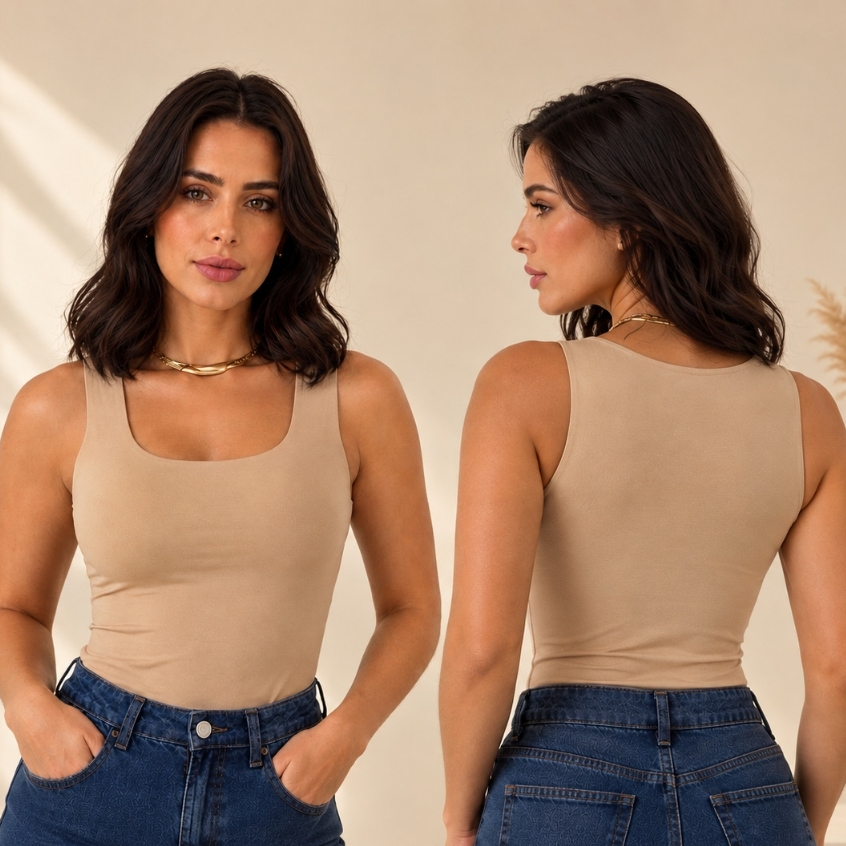 Blusa Blusinha Feminina Básica Decote Quadrado Regata Tendencia Suplex Premium Liso Moda Blogueira