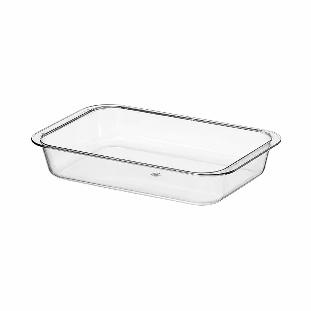 Travessa Retangular Cristal 1,8L 17x27CM para Saladas e Petiscos Três Triângulos