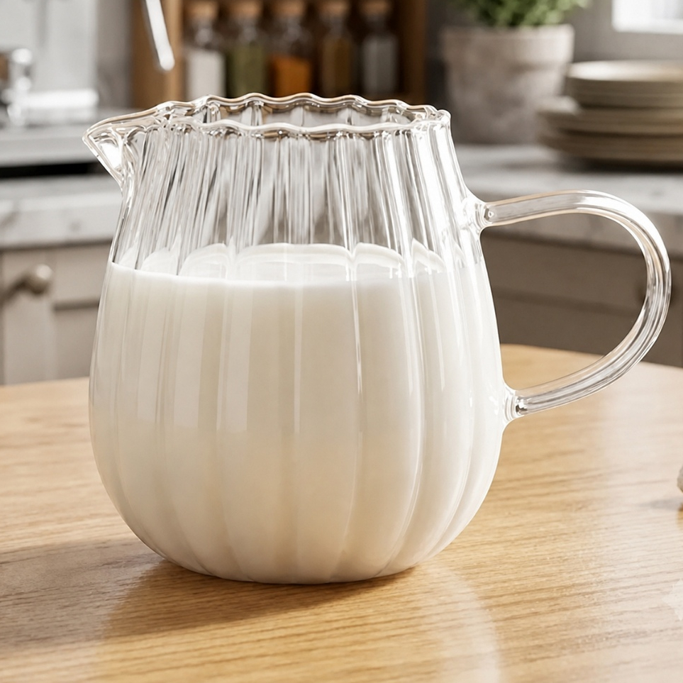 Imagem Jarra Leiteira De Vidro Borossilicato Lótus 300ml Hauskraft Para Café e Mesa Posta