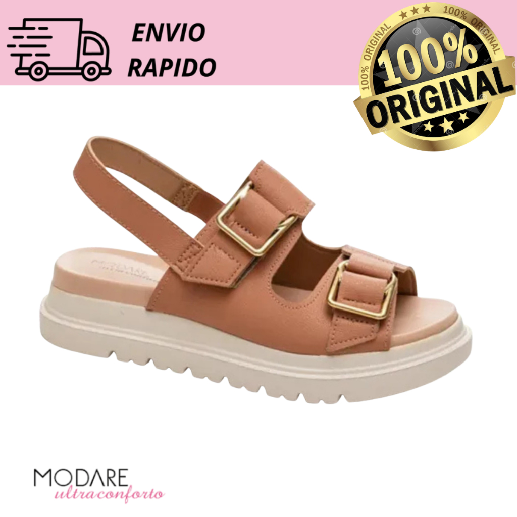 Sandália Papete Modare Feminina Flatform Confortável Fivelas Ajustáveis