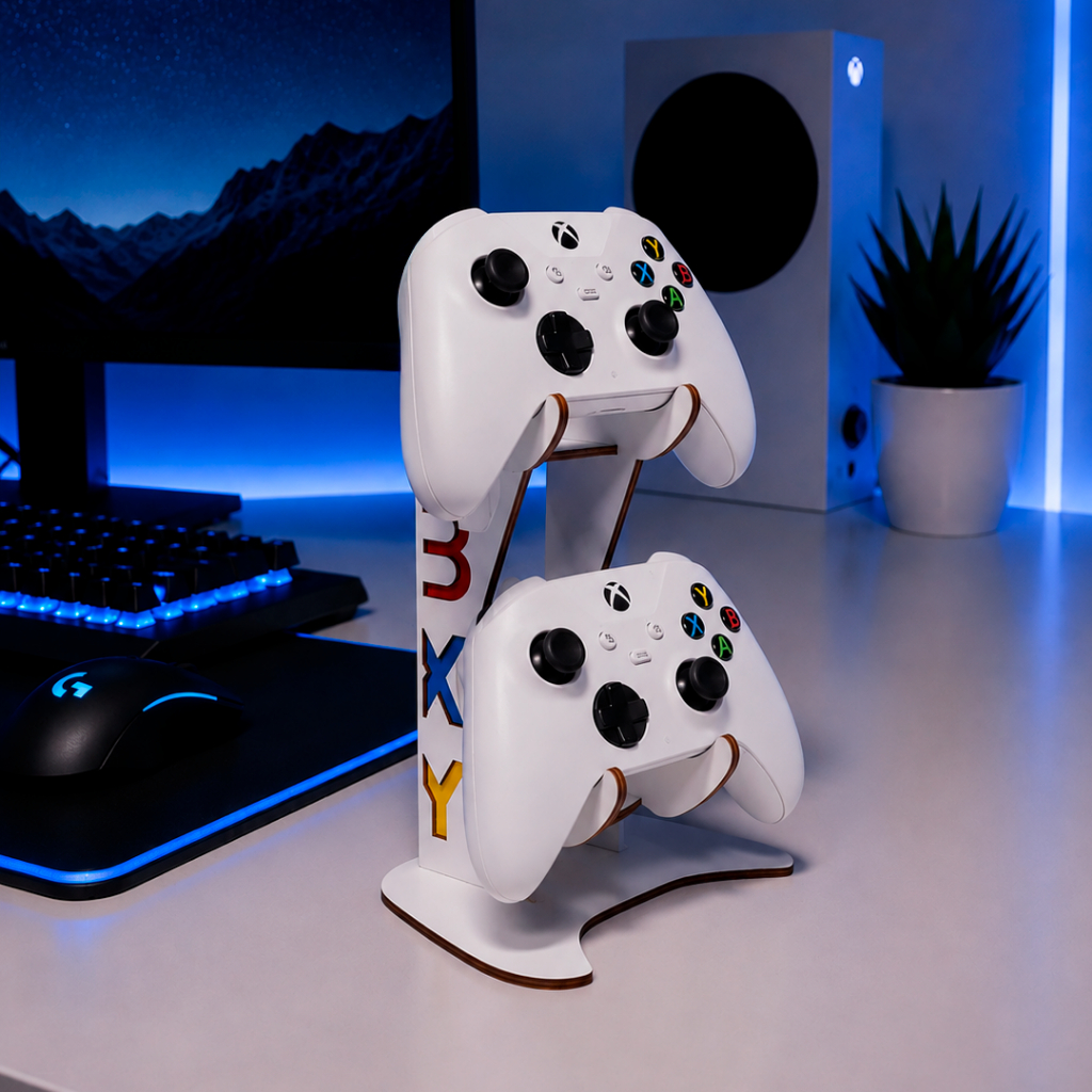 Suporte Duplo 2 Controles Xbox Series One 360 PS4 PS5 Switch Branco