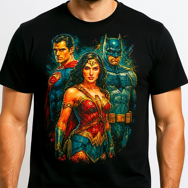 Camiseta Estampa Inspirada em Heróis Clássicos | Camiseta Unissex 100% Algodão | Estampa Full Print | Adulto e Infantil
