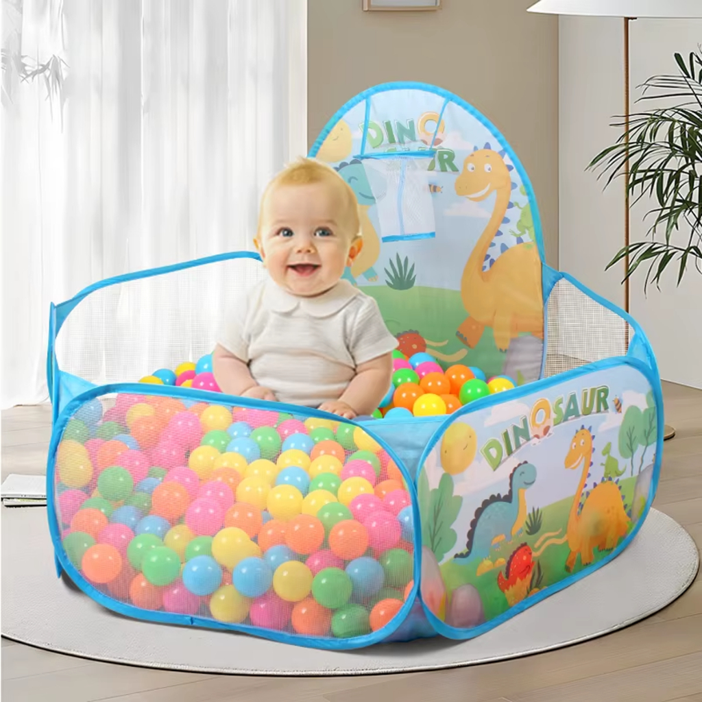 Piscina De Bolinhas Infantil Cercadinho Bebe Desmontável Com Cesta Basquete
