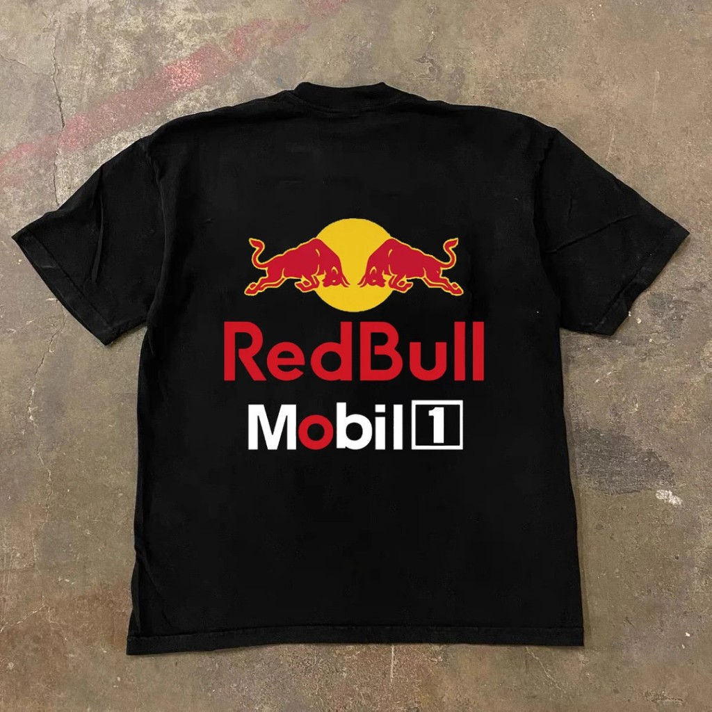 Camiseta 100% Algodão Oversize Estampa Red Bull Racing F1, Camiseta Manga Curta Unissex para Fãs de Corrida
