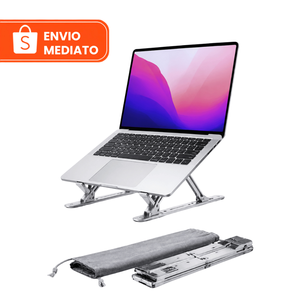 Suporte Notebook Alumínio Dobrável Ergonômico 10 a 16 Polegadas Antiderrapante Portátil