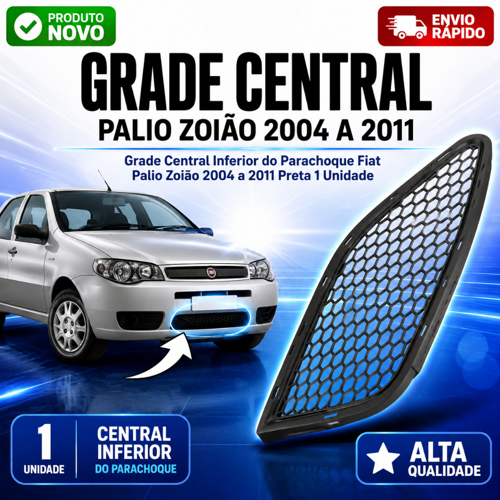 Grade Central Inferior Parachoque Fiat Palio Zoião 2004 2005 2006 2007 2008 2009