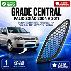 Grade Central Inferior Parachoque Fiat Palio Zoião 2004 2005 2006 2007 2008 2009 2010 2011 Preta
