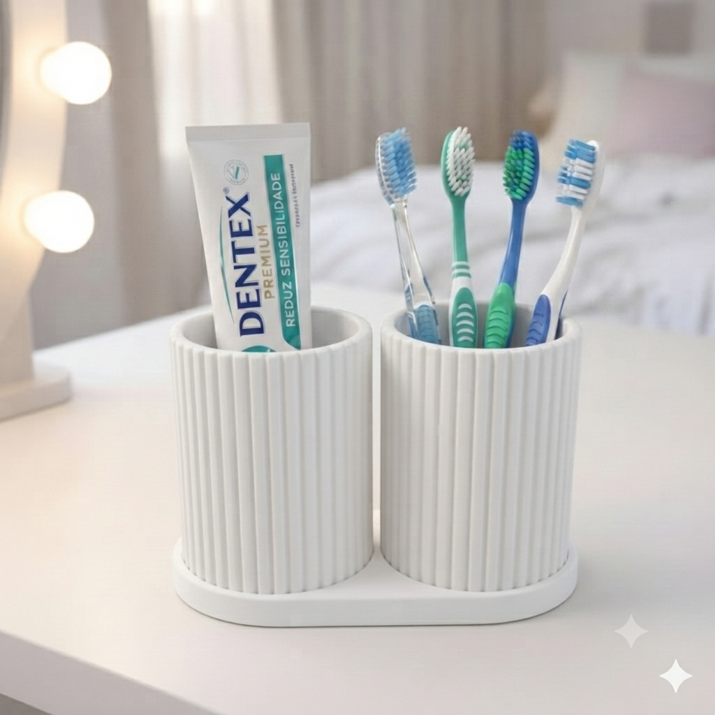kit Premium 2 em 1 banheiro moderno porta escovas de dente pasta de dente Higiene bucal