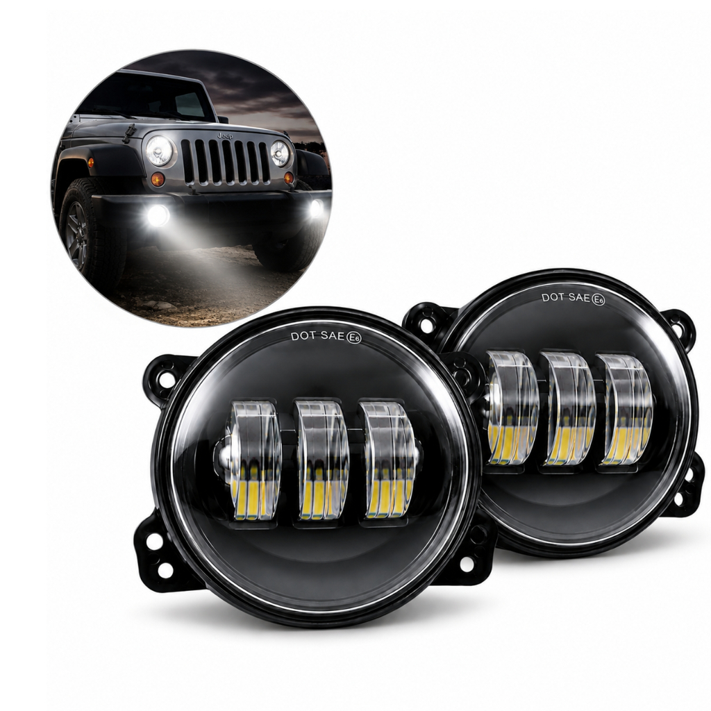 Par Farol Led 4 Polegadas Universal Redondo 12V Alta Iluminação