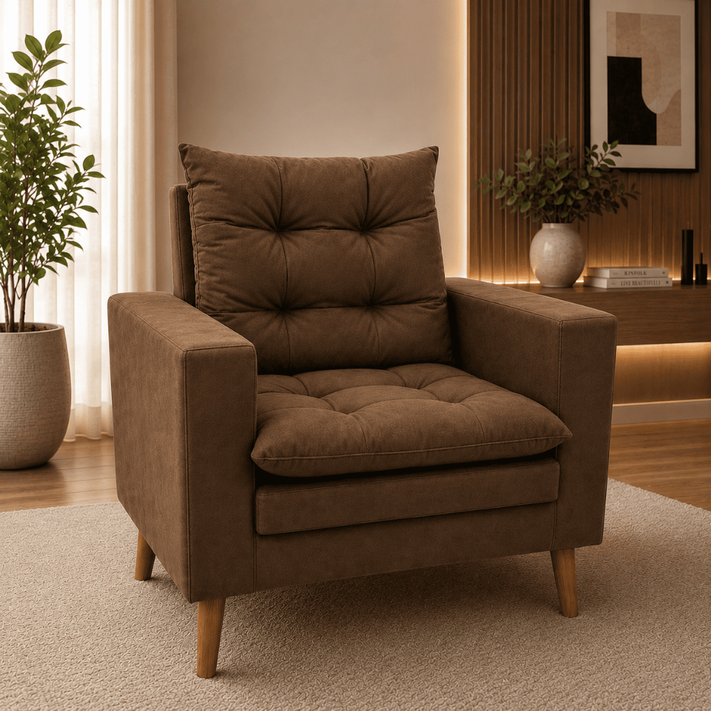 Poltrona Maite Decorativa Suede Moderna Confortável Para Quarto