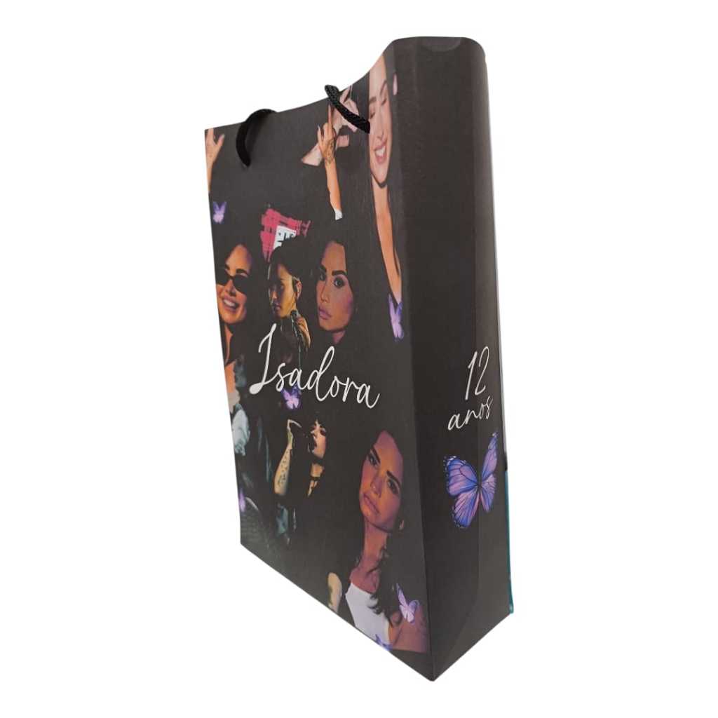 Sacolinha Personalizada com nome e idade 13x20 Demi Lovato Festa Aniversário Lembrancinhas Personalizadas