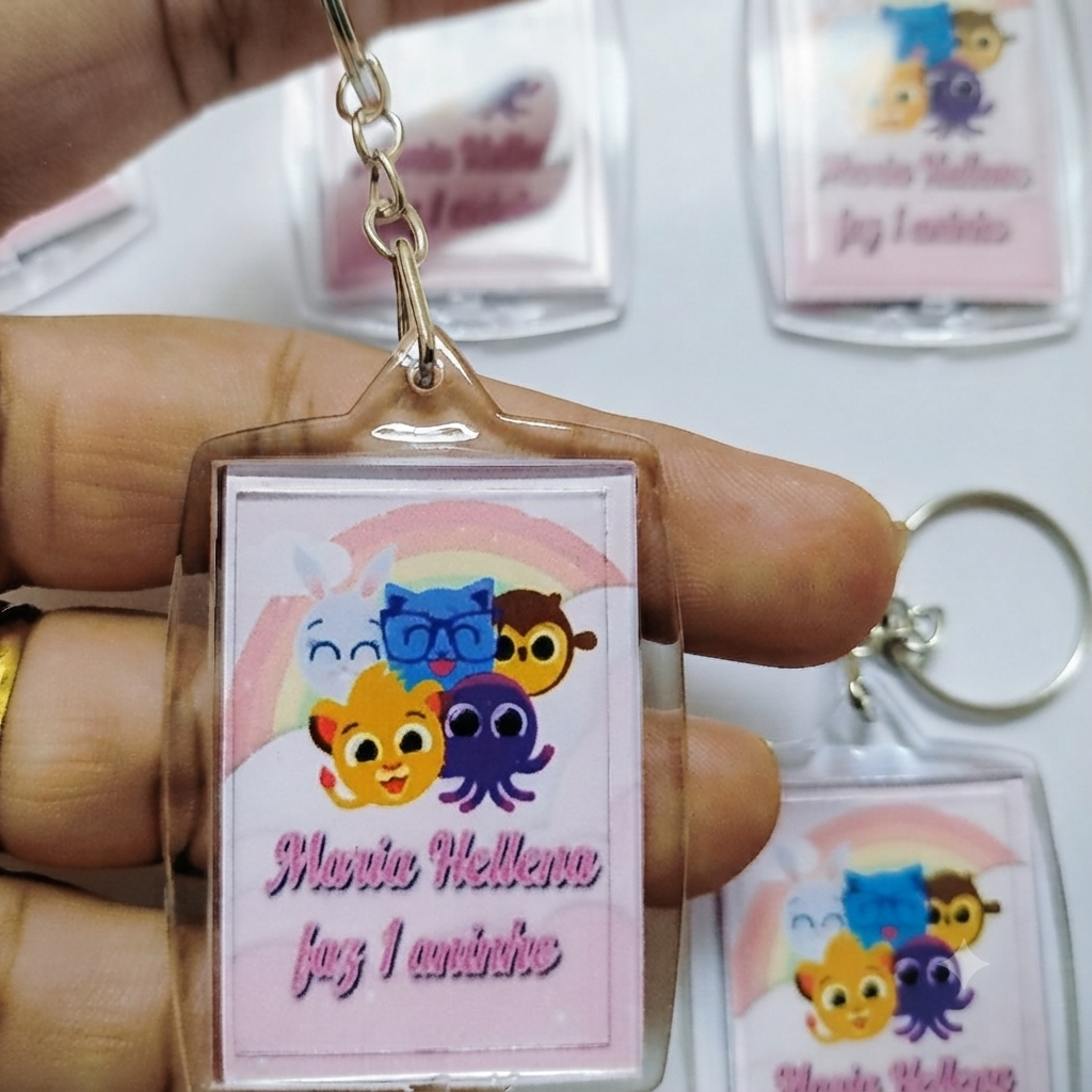 Chaveirinho Acrílico Brilhante Personalizado - Lembrancinhas--Aniversário-Mesversário Bolofofos Rosa