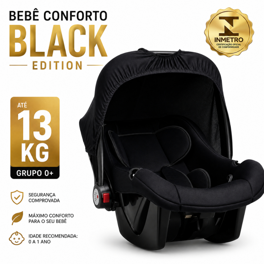 Bebê Conforto Assento para Carro Infantil ( 0 até 13 Kg) Comfort Black Maxi Baby- Preto
