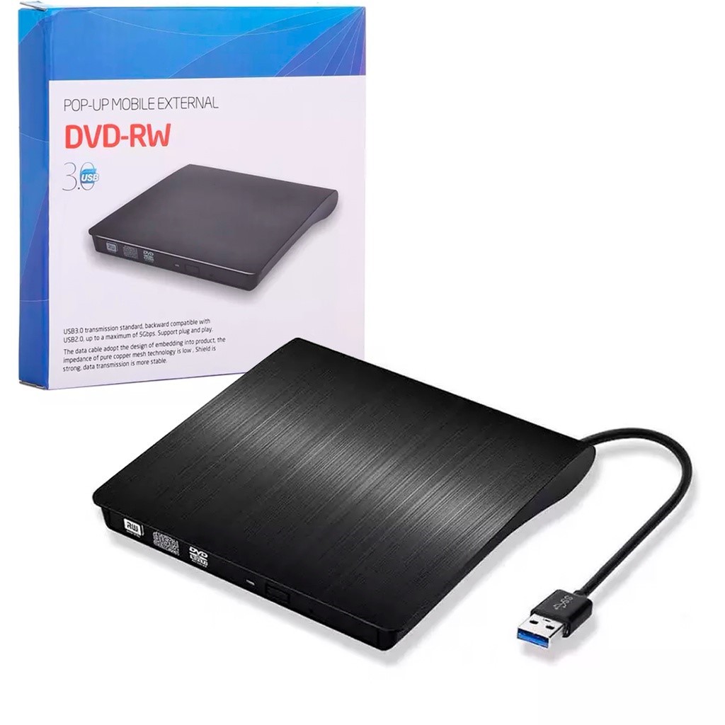 Gravador De Dvd Usb Externo Leitor Notebook Pc 3.0 Slim Portátil