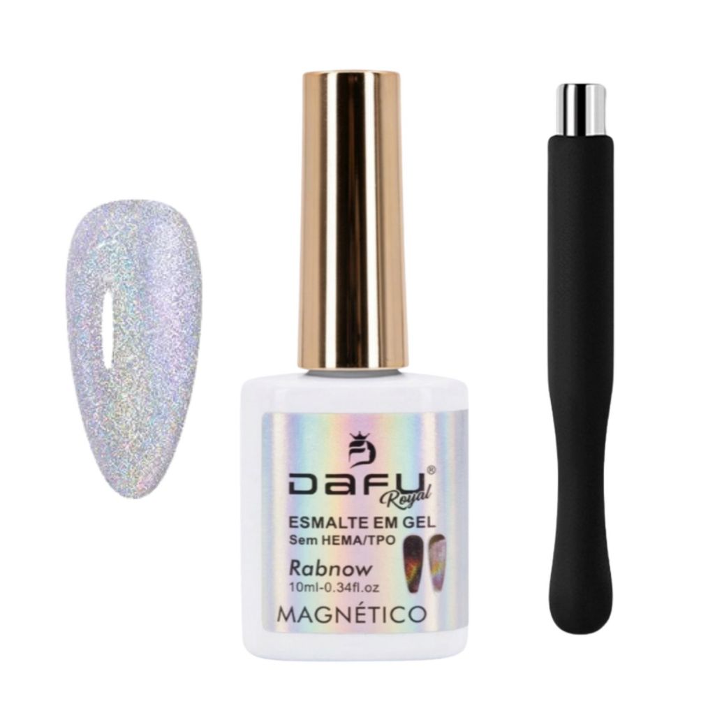 Esmalte Magnético Holográfico + Imã Dafu Royal Coleção Rabnow Efeito Cat Eyes Sem TPO 10ml