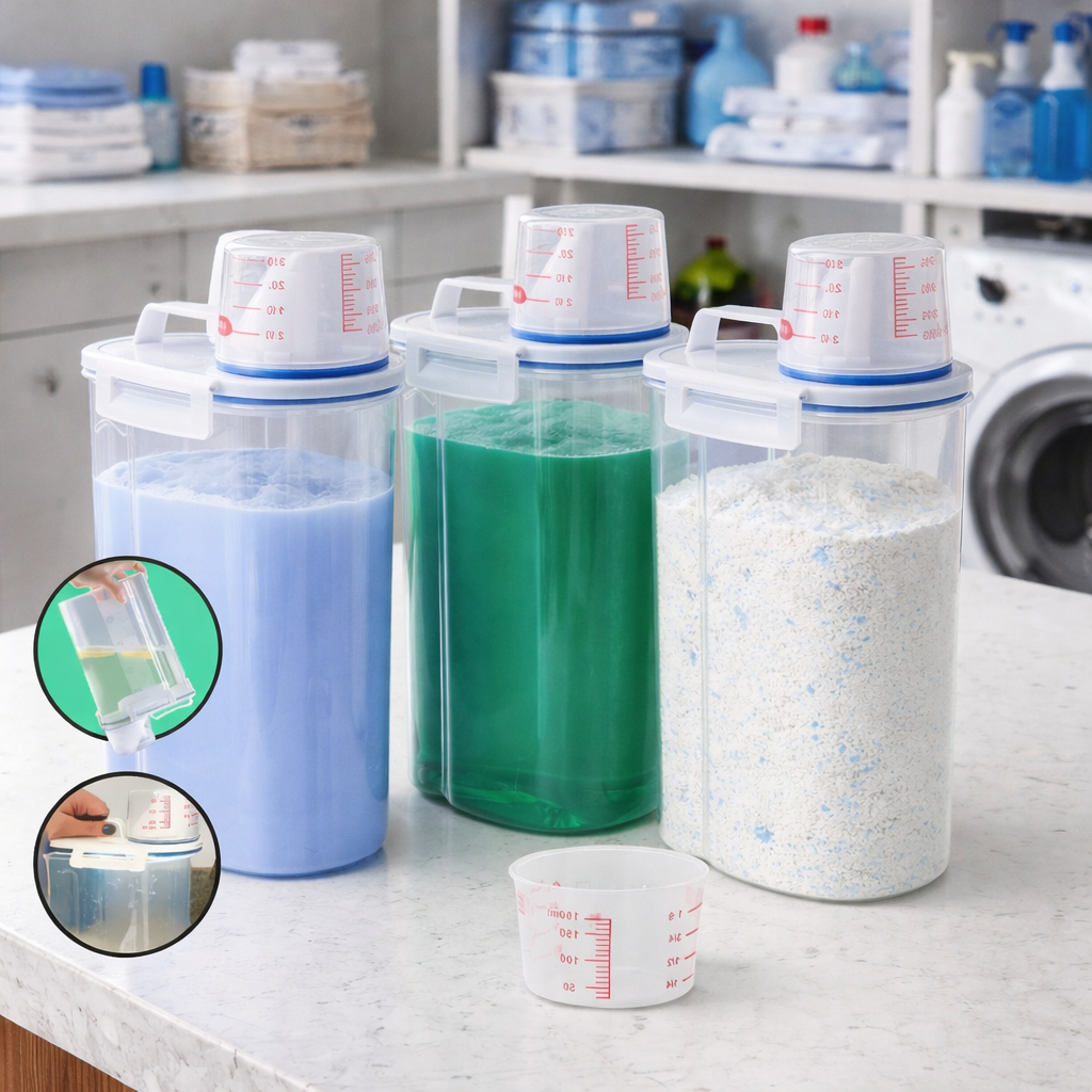 - Kit 3 a 10 Potes Herméticos 2L Dispenser Organizador Lavanderia Organizador de Lavanderia Hermético Para Sabão