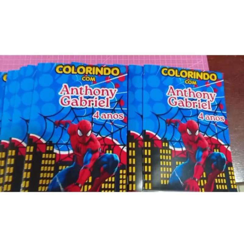 Kit Livrinho de Colorir Personalizado para Aniversário | Homem-Aranha | 16 Desenhos | Lembrancinha Infantil