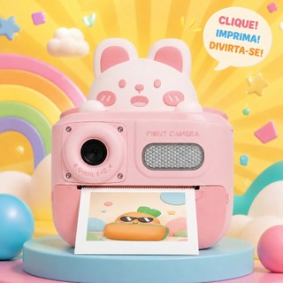 Câmera de impressão instantânea infantil WOWKIDS K64 -Rosa