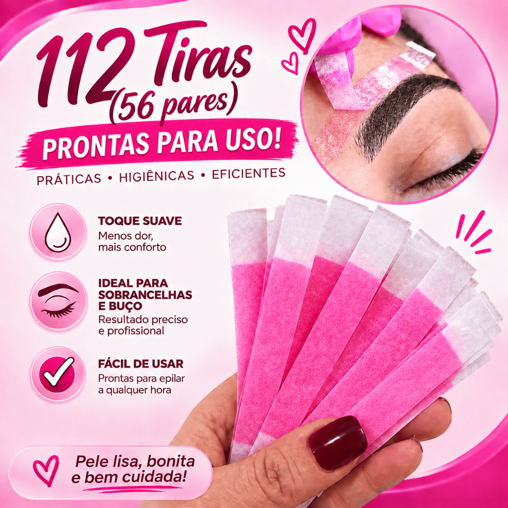 Kit Tiras de Cera para Sobrancelhas Design e buço Depilação em casa