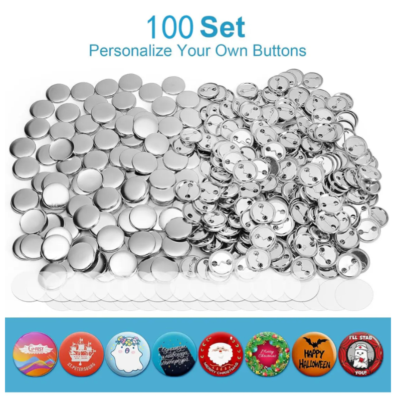 32mm Branco Pins E Bottons 100 Kits Para Máquina De Button