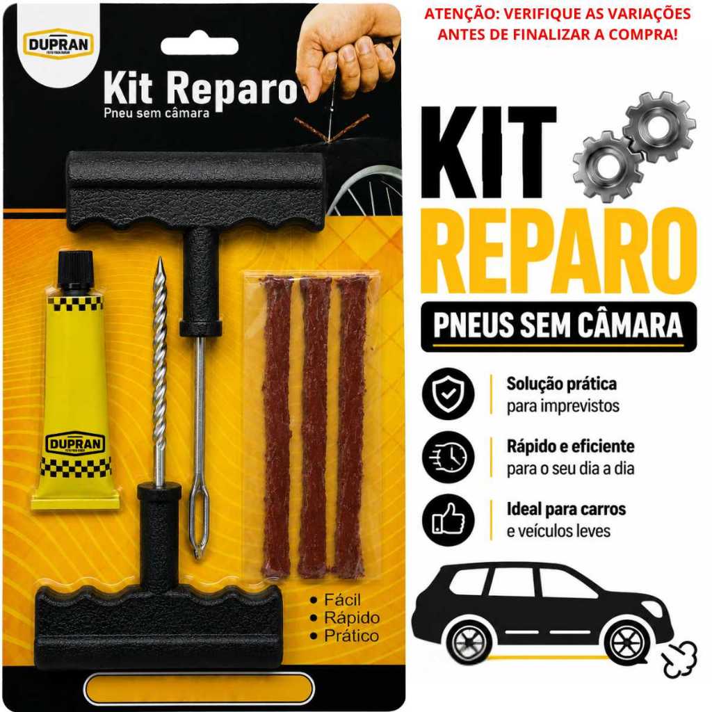 Reparo de pneu moto carro sem câmara pneus furado kit com 6 peças tipo macarrão