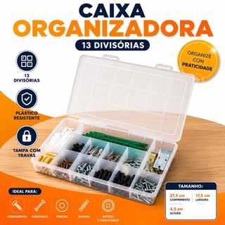 Organizador Com 13 Divisorias Caixa Organizadora Com Tampa Com Trava Segura Caixa Organizadora