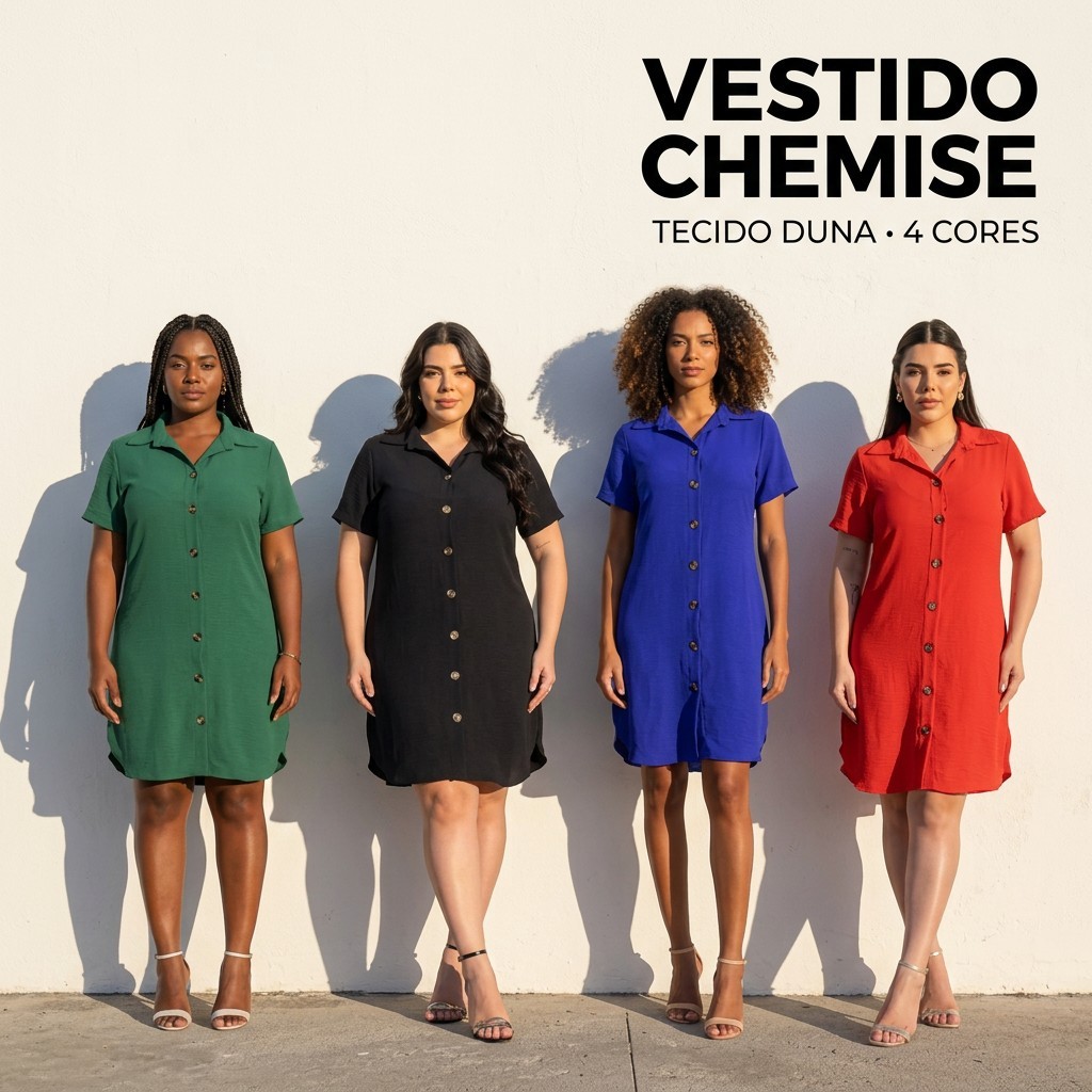 Vestido Chemise Social Elegante Dia A Dia Casual