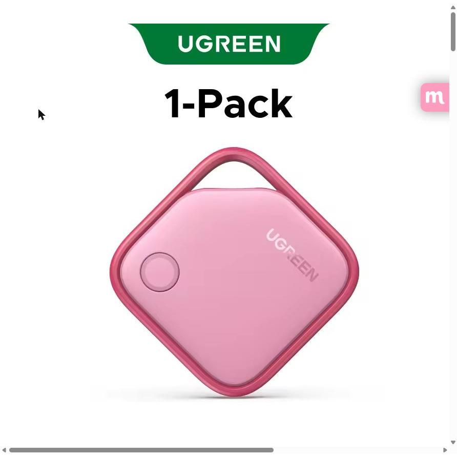 UGREEN Localizador Bluetooth Smart Tracker Rosa - Rastreador de Chaves iPhone Apple Find My Bateria 2 Anos
